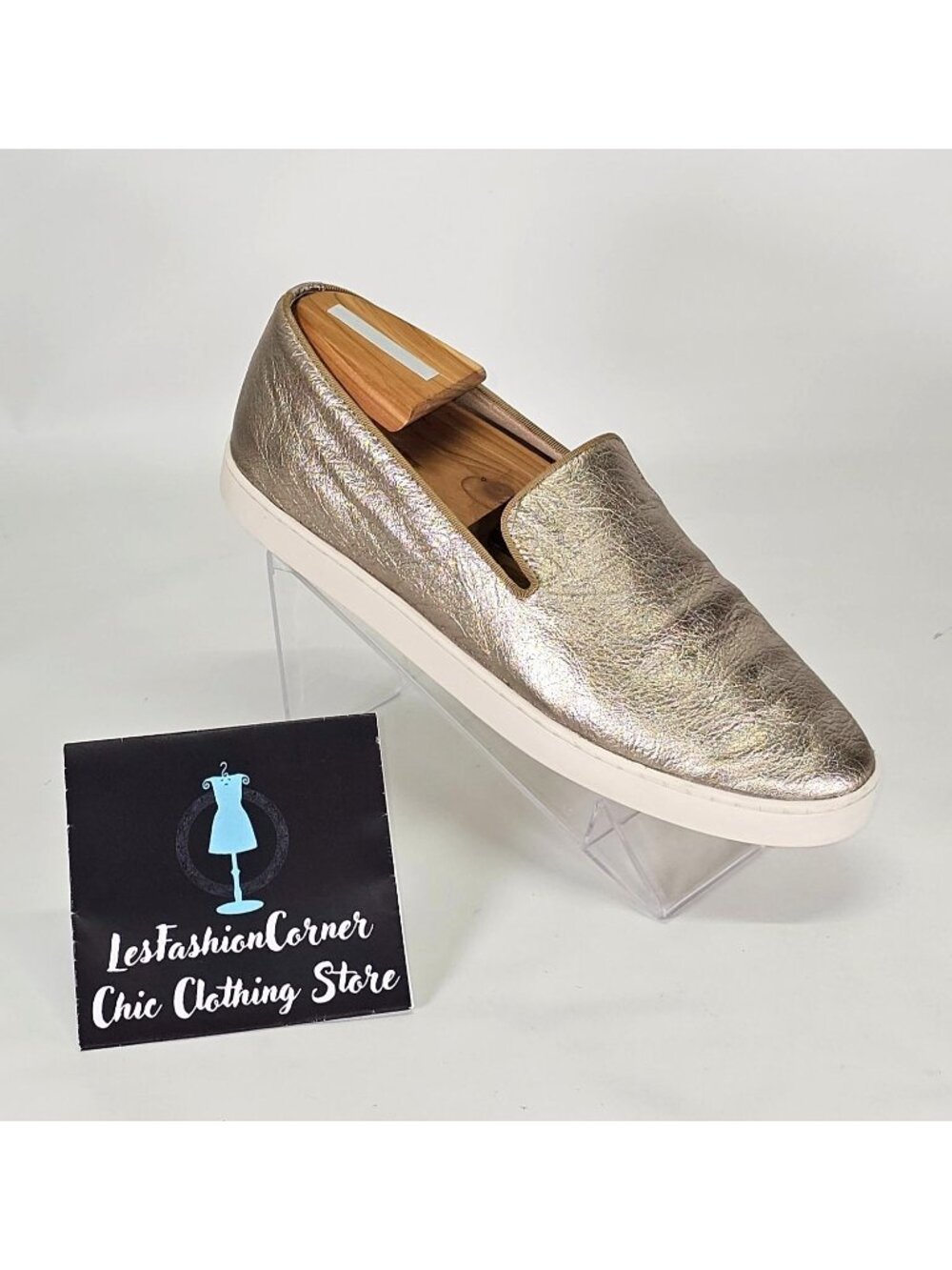 Birdies Women's Metallic Gold Leather The Swift Slip On Shoes Size 10.5 2139 - Picture 14 of 16